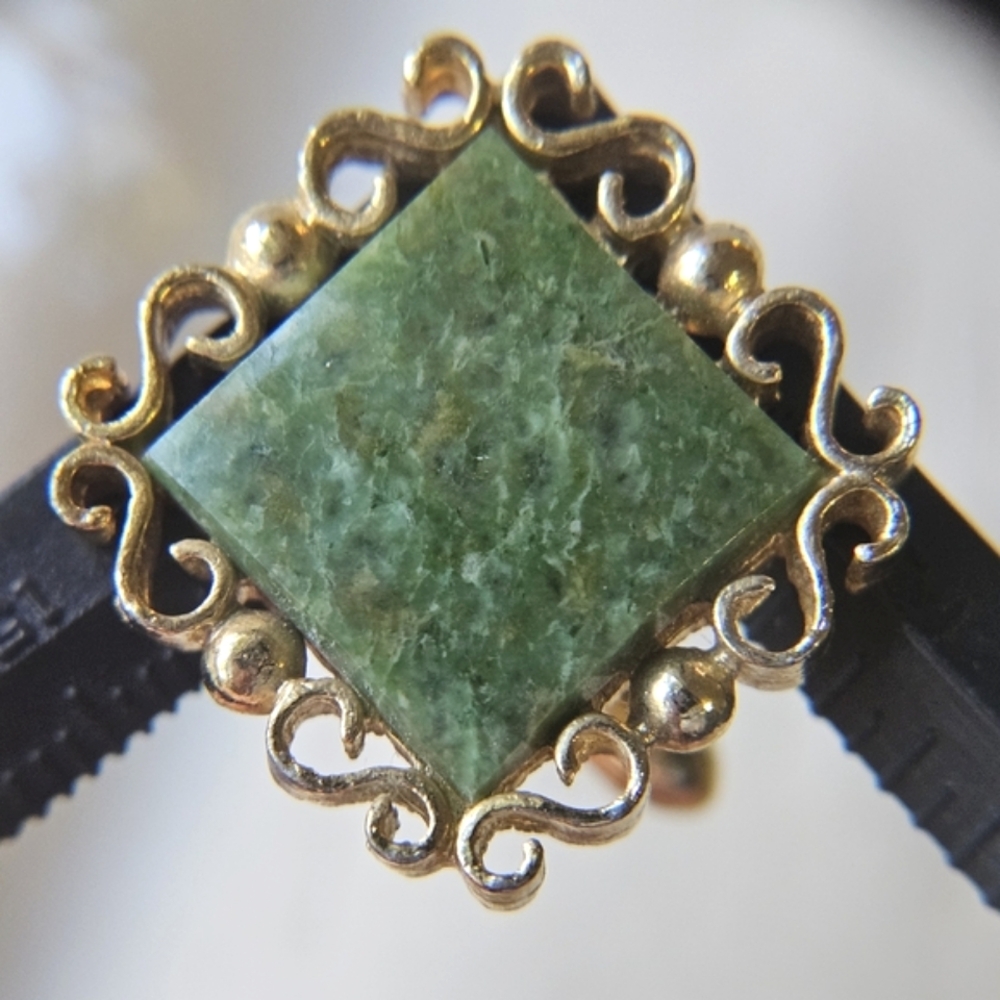 Vtg jade & gold tone cufflinks by Danté - Picture 9 of 10